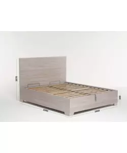 LETTO MATRIMONIALE CONTENITORE CON PIEDINI "HI BOX" OLMO NATURALE 160X190 CM